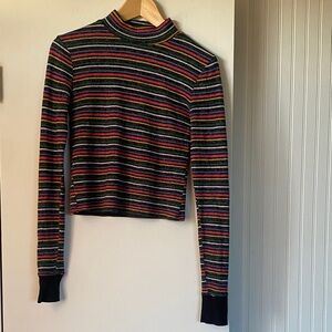 Urban Outfitters Multicolor Striped Mock Neck Long Sleeve Top